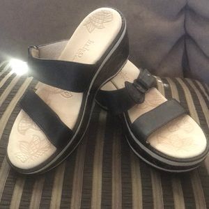 Slightly used INDIGO wedge sandal by CLARKS
